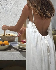 Women's Solid Color Backless Cami Dress