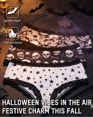 6-Pack Gothic Halloween Lace-Trim Hipster Panties