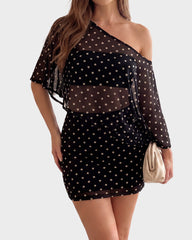 Animal-Print Sheer Shawl Top & Mini Skirt Set