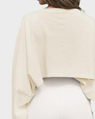 Athletic Cropped Long Sleeve Pullover with Oversized Sleeves