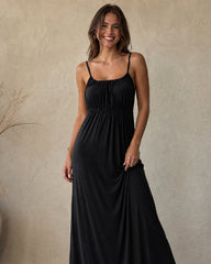 Backless Drawstring Maxi Cami Dress