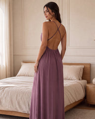 Backless Drawstring Maxi Cami Dress
