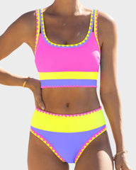 Sporty Colorblock Bikini Set (3-Piece)