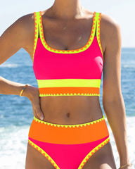 Sporty Colorblock Bikini Set (3-Piece)