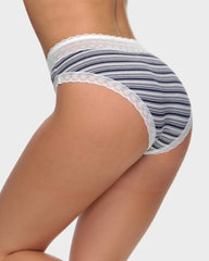 Cotton Seamless Printed Lace Stripe Briefs (5 Pack)