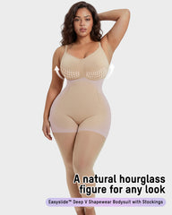 Easyslide™ Deep V Shapewear Bodysuit with Stockings