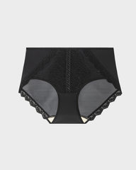 Elegant Antibacterial Mulberry Silk Mid-Waist Lace Panel Panties (3 Pack)