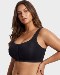 Front-Closure Square-Neck Breathable Minimizer Bra