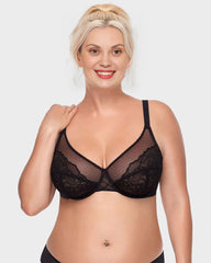 Full Coverage Lace Minimizer Bra - Petal