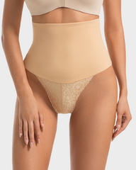 High-Waisted Seamless Lace Sculpt Shapewear Thong (2 Pack)