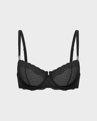 Lace Underwire Unlined Sheer Demi Balconette Bra