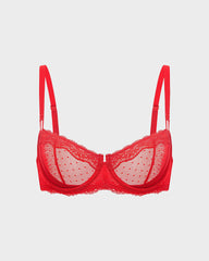 Lace Underwire Unlined Sheer Demi Balconette Bra