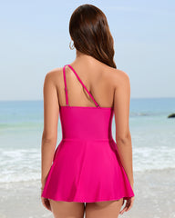 One Shoulder Skirted One Piece Swimsuit
