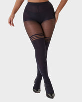 Schoolgirl Stripe Faux Thigh-High Pantyhose