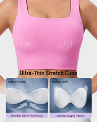 Seamless Square-Neck Longline Sports Bra with Y-Back