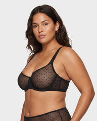 Sheer Unlined Dot-Mesh Balconette Bra