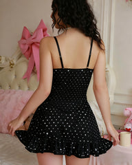 Sheer Polka Dot Babydoll Lingerie Set