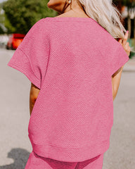 Textured Knit Two-Piece Lounge Set with Drawstring Waist