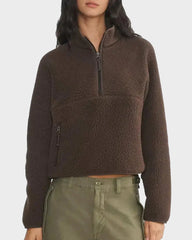 Warm Sherpa Fleece Half-Zip Sweatshirt Pullover