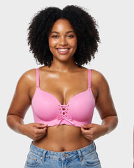 Wireless Front Lace-Up Push-Up Bra