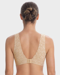 Wireless Lace Cami Bra with Built-In Cups & Seamless Minimizer Fit