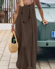 Women's Solid Color Backless Cami Dress