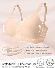 Soft Full Coverage Scalloped Wireless Jelly Bra