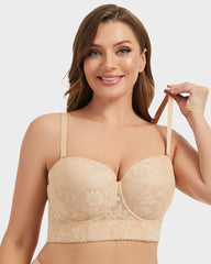Smooth Lace Longline Strapless Underwire Bra