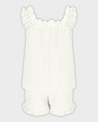 2-Piece Soft Pajama Set with Ruffle Tank Top & Shorts