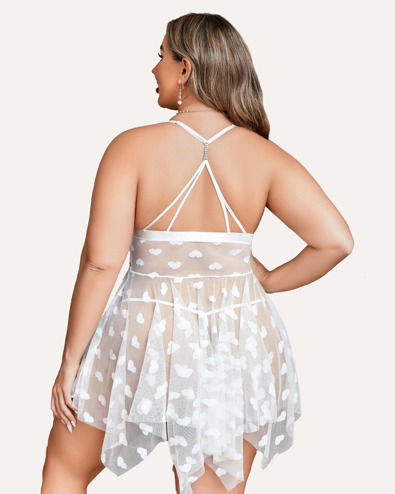 Plus Size Lace Front Slit Nightdress