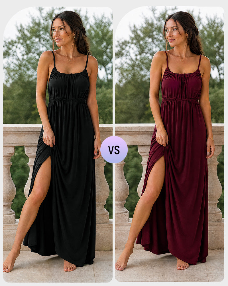 Backless Drawstring Maxi Cami Dress