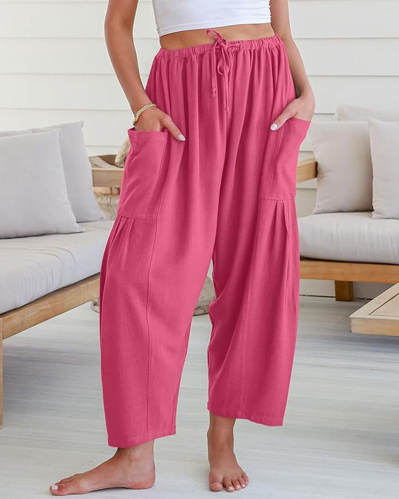 Breezy Linen Blend Wide-Leg Pants with Pockets