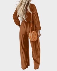 Casual Square Neck Wide-Leg Jumpsuit