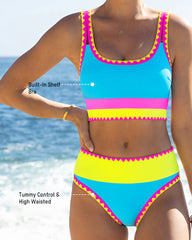 Sporty Colorblock Bikini Set (3-Piece)