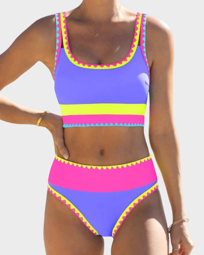 Sporty Colorblock Bikini Set (3-Piece)