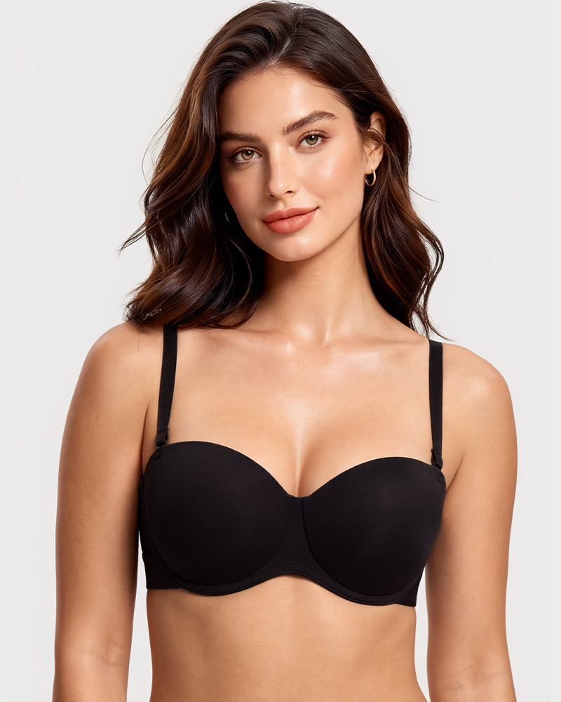 Convertible Strapless Half-Cup Wireless Push-Up Bra
