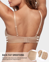 Convertible Strapless Half-Cup Wireless Push-Up Bra