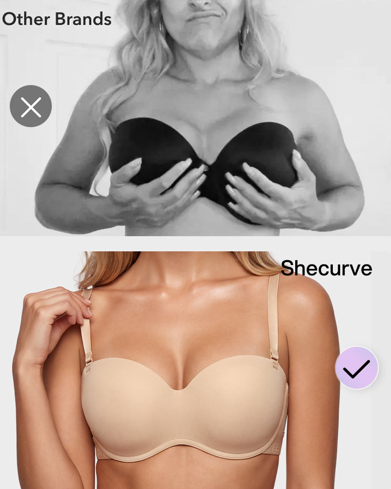 Convertible Strapless Half-Cup Wireless Push-Up Bra