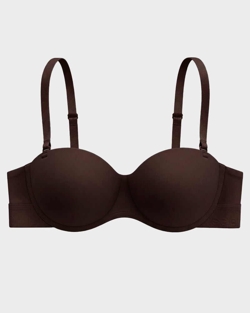 Convertible Strapless Half-Cup Wireless Push-Up Bra
