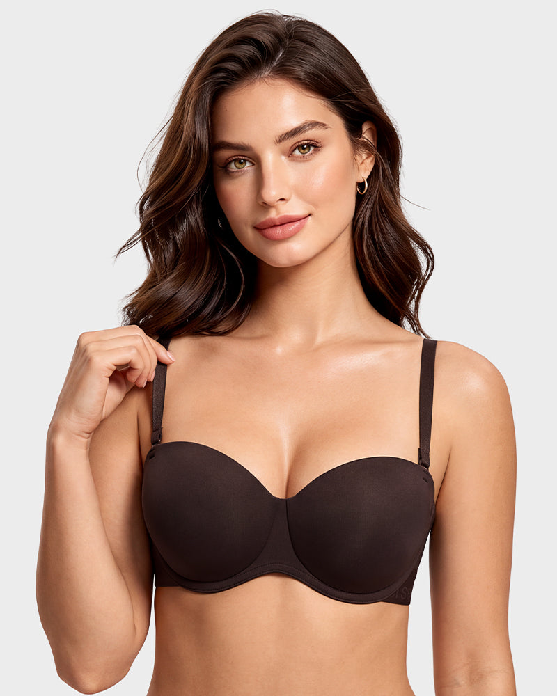 Convertible Strapless Half-Cup Wireless Push-Up Bra