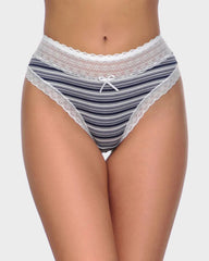 Cotton Seamless Printed Lace Stripe Briefs (5 Pack)