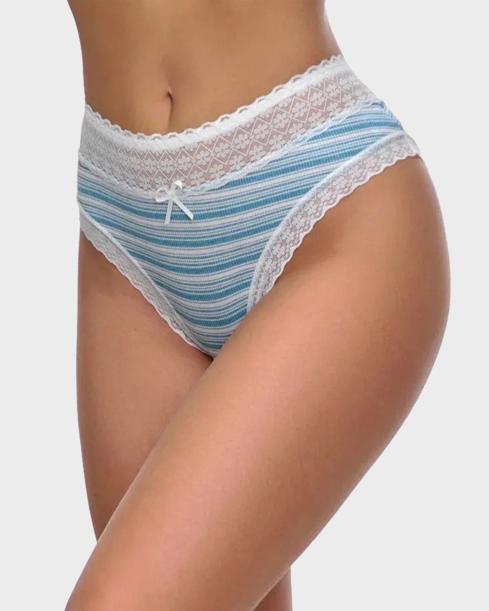 Cotton Seamless Printed Lace Stripe Briefs (5 Pack)