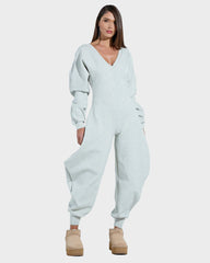 Cozy Deep V Sweatshirt Jumpsuit