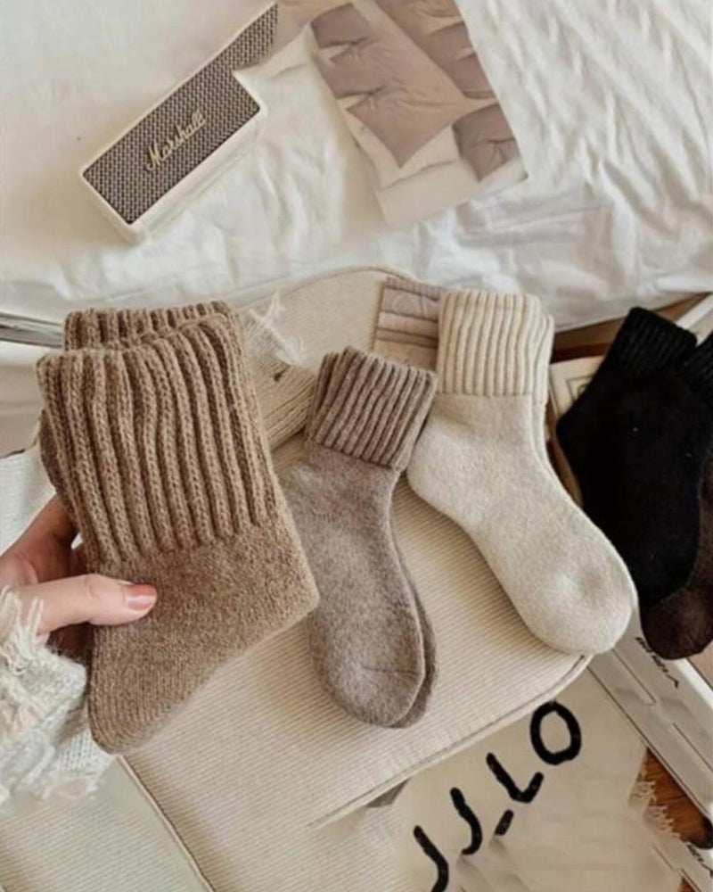 Cozy Ribbed Fleece Lined Crew Socks