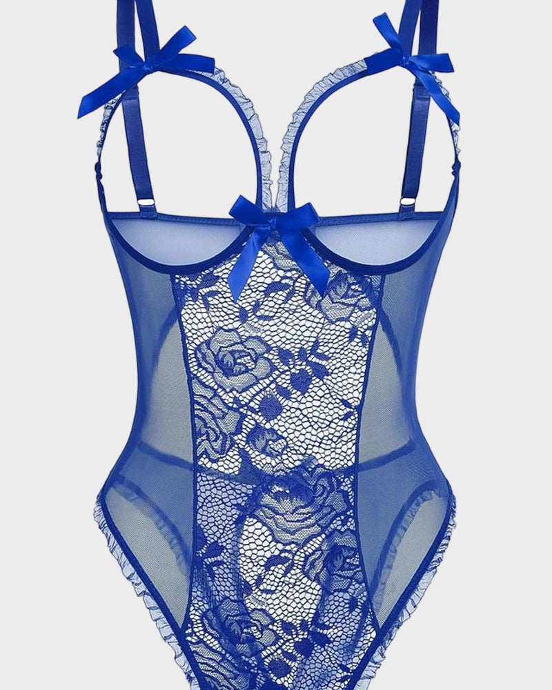 Crotchless Lace Mini Bodysuit