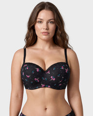 Deep V Lace Trim Full Coverage Push Up Bra