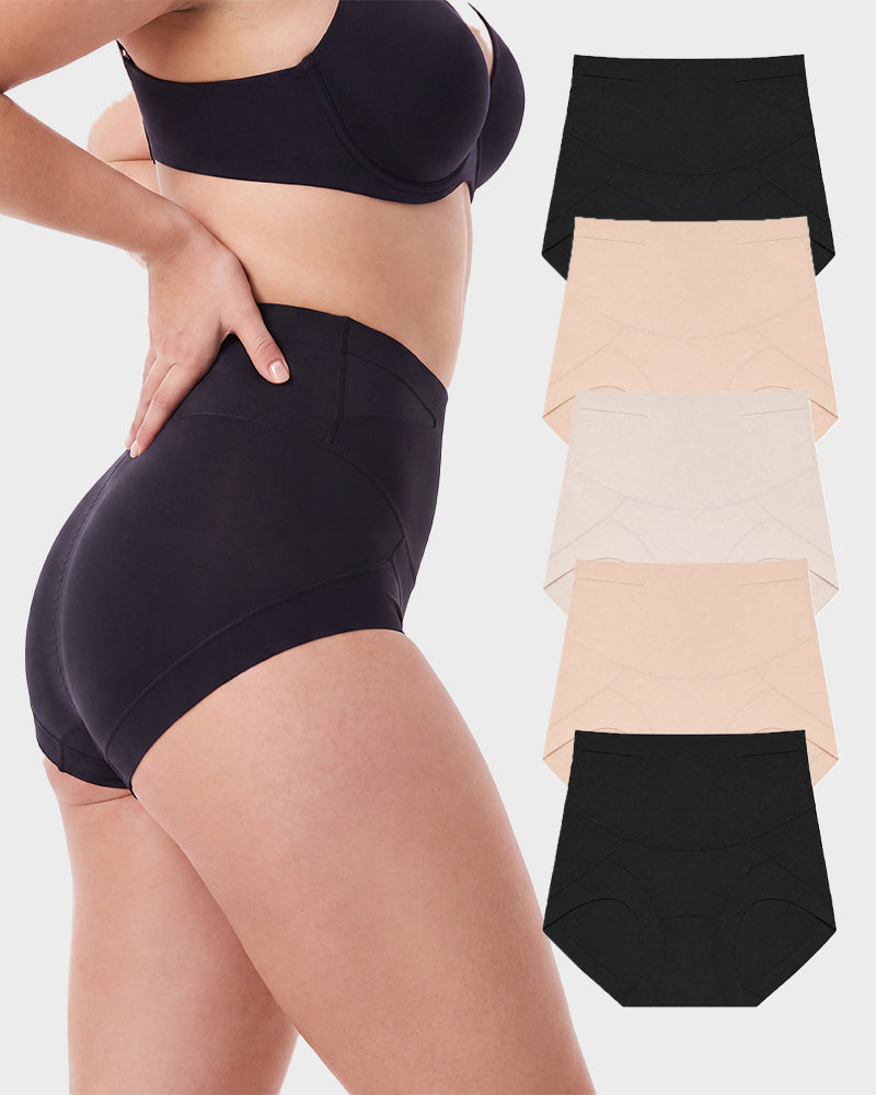 Double Sculpt High Waist Tummy Control Briefs（5-Pack）