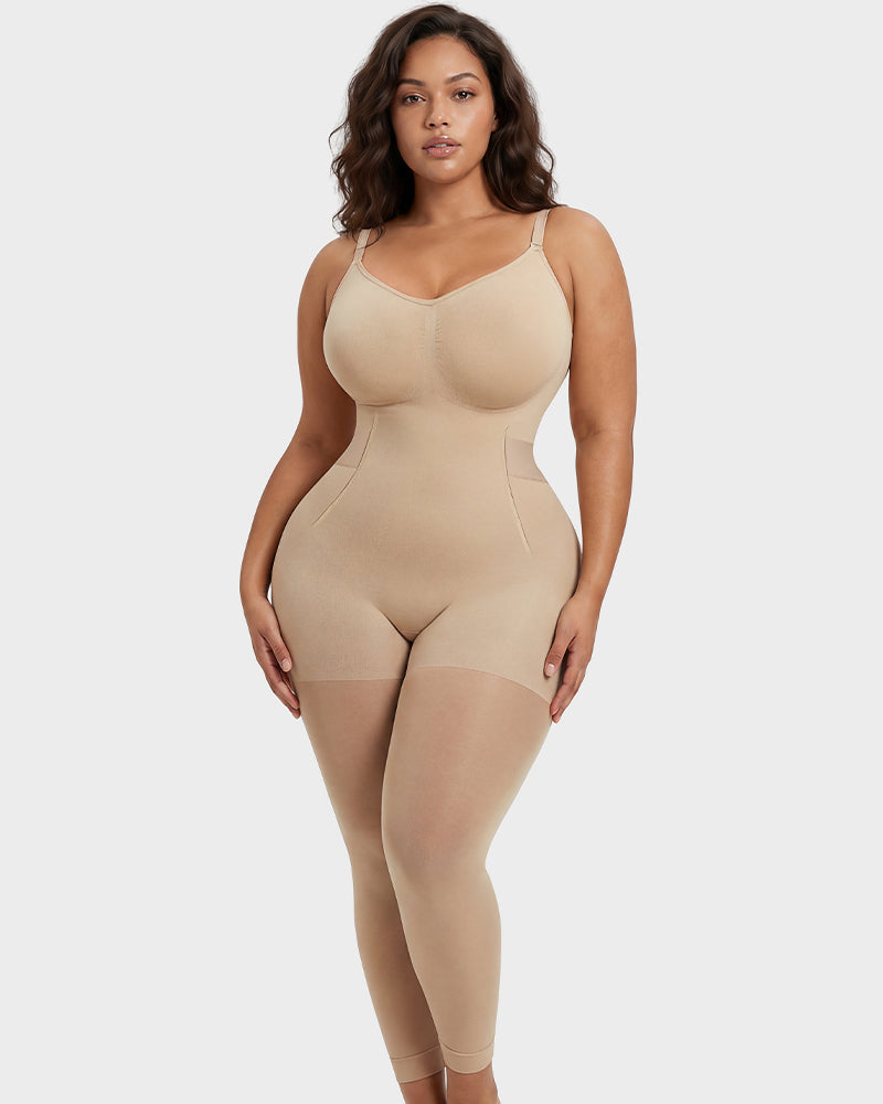 Easyslide™ Deep V Shapewear Bodysuit with Stockings