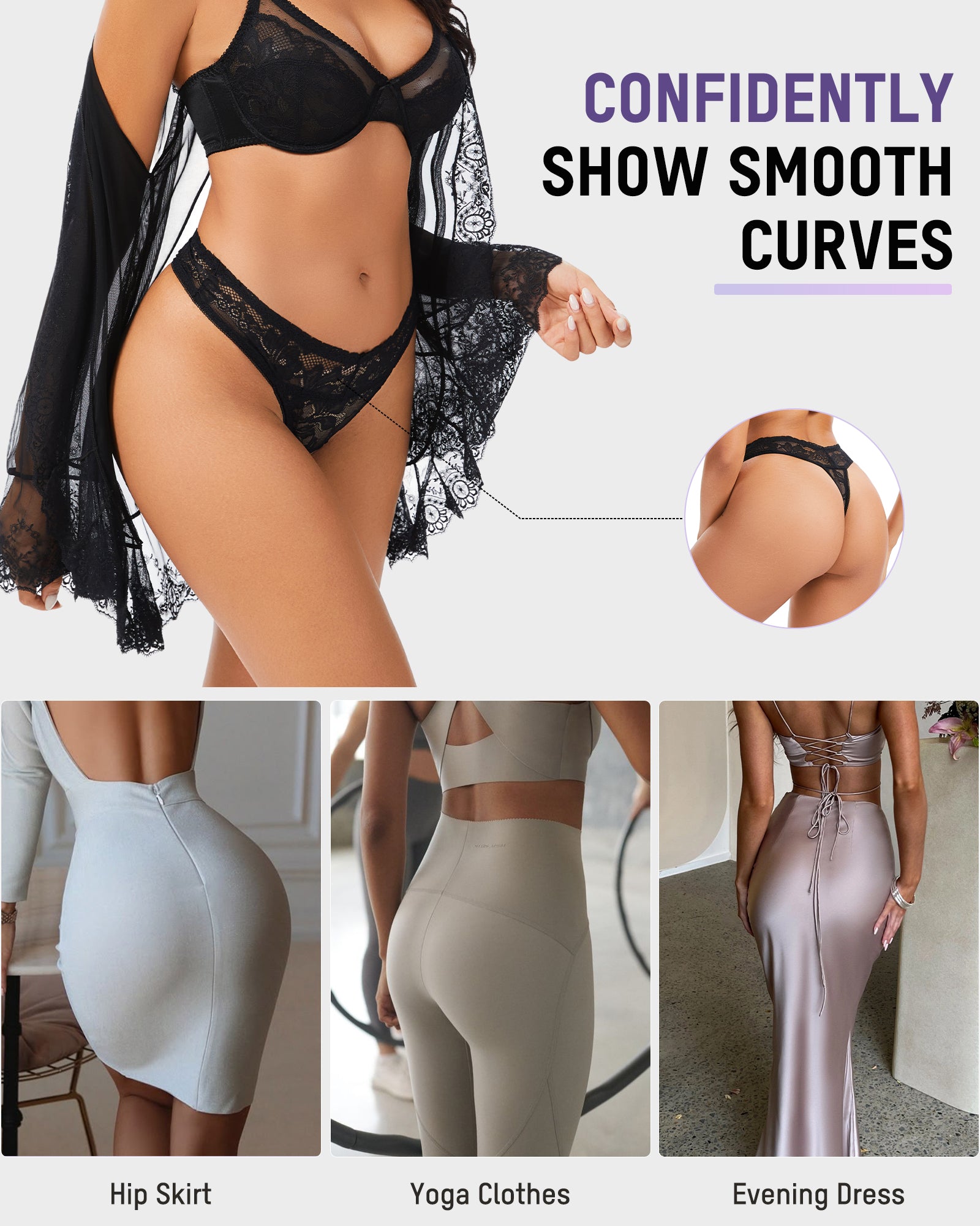 Elegant Comfort Floral Lace Thong (3 Pack)