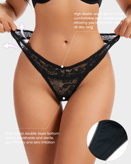 Elegant Comfort Floral Lace Thong (3 Pack)